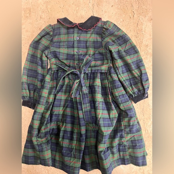 Vintage Angel Fish Velvet Collared Flannel Dress Girls Size Small - Picture 2 of 8